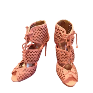 Qupid Candy Peach Pink Glee Stiletto High Heels Caged Shoes in women's size 8.5